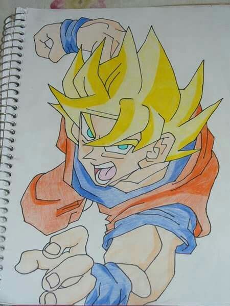 Dragon Ball Drawing With Color - A colored pencil drawing of SSJ Goku from Dragonball Z | Character