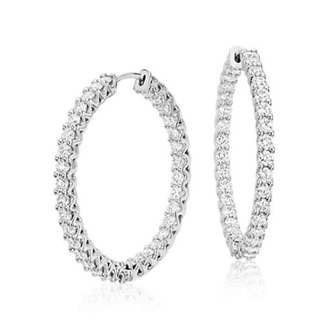 Check spelling or type a new query. Diamond Eternity Hoop Earrings in 18k White Gold (3 ct. tw.) | Blue Nile