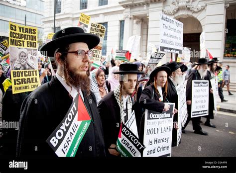Orthodoxe Jüdische Anti Israel Zionismus Demonstration In London