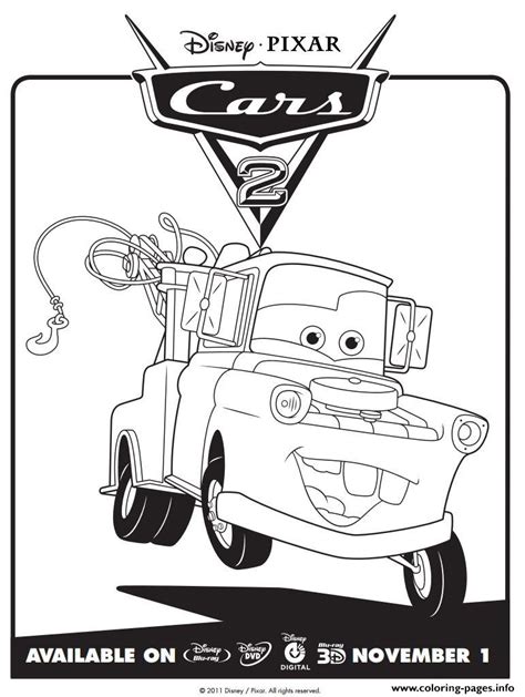 Play games, watch videos, and browse movies starring mater from image description: Disney Cars 2 Mater Coloring Pages Printable