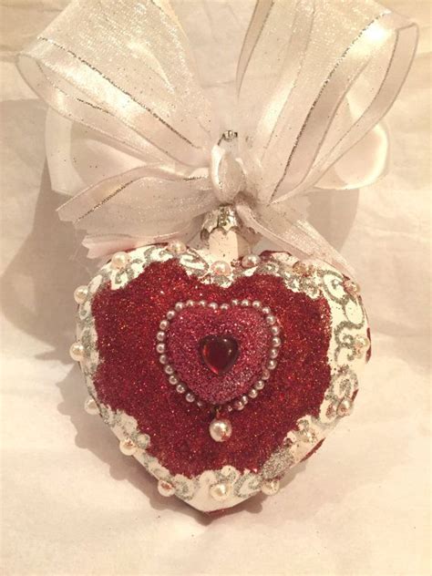 Heart Valentine S Day Glass Ornament By Karcreations On Etsy Glass Ornaments Christmas