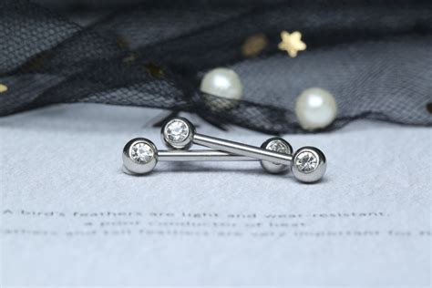 1 Pair Basic Round Nipple Bars With Shiny Zircon Nipples Etsy