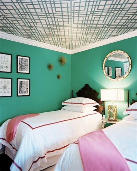 Whimsical World Of Laura Bird Colored Ceilings Bedroom Green