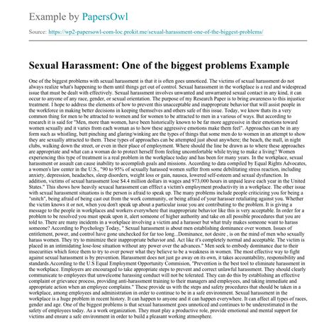 Sexual Harassment One Of The Biggest Problems Free Essay Example