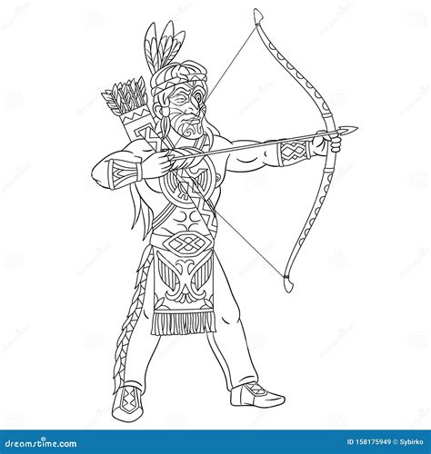 Indian With Bow And Arrow Coloring Pages