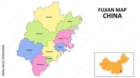 Fujian Map Of China State And District Map Of Fujian Detailed