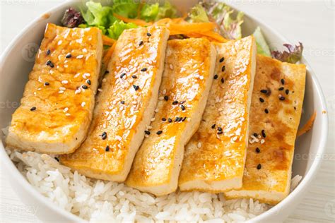 Teriyaki Tofu Rice Bowl Vegan Food Style 3620657 Stock Photo At Vecteezy