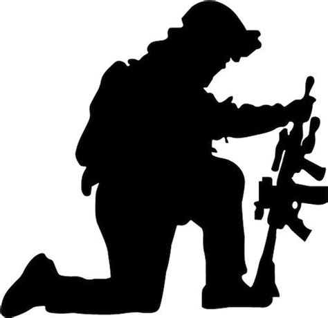 Kneeling Soldier Silhouette 5 Vinyl Decal Window Sticker Etsy