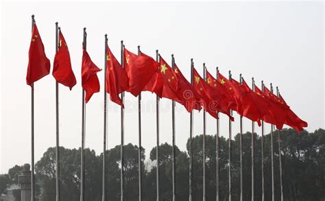 Flags Of China Stock Image Image Of Flagpole Five Mast 7998225