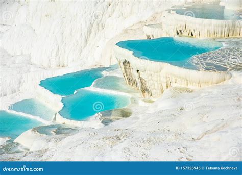 Pamukkale Natural Pool With Blue Water Turkey Stock Image Image Of