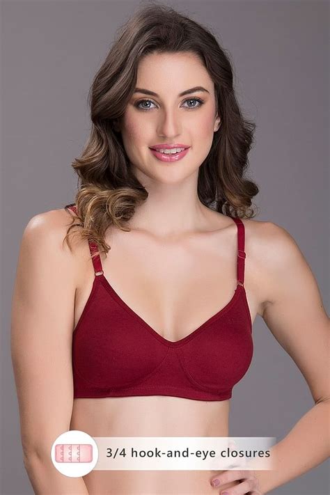 Cotton Rich Non Padded Wirefree T Shirt Bra In Maroon Bras All Bras