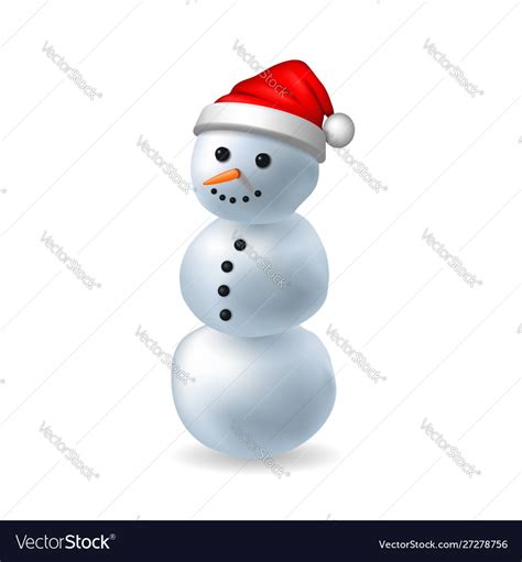 Snowman 3d Realistic Snowman Isolated White Vector Image