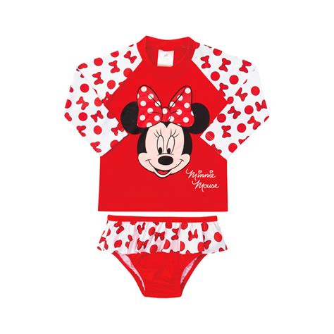 Conjunto Praia Minnie Vermelho Marlan Proteção Solar Moda Praia