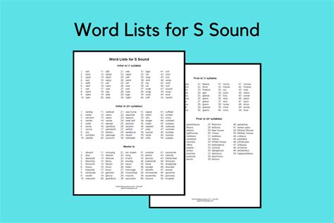 Word Lists For S Sound Speech Therapy Ideas