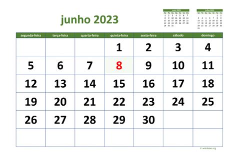 Almanaque 2023 Para Imprimir Con Feriados Em Junho 20