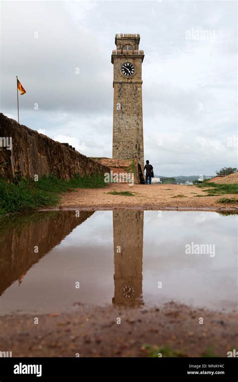Galle Fort Clock Tower At Galle In Sri Lanka The Tower Reflects In A