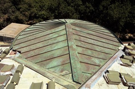 Copper Standing Seam Roof Wgreen Over Brown Patina