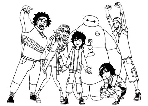 Big Hero 6 Hiro Hamada Con I Suoi Amci Baymax Gogo Tomago Wasabi Honey E Fred