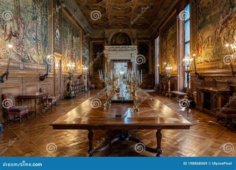 Interior Of Beautiful Chateau De Chantilly The Deer Gallery France