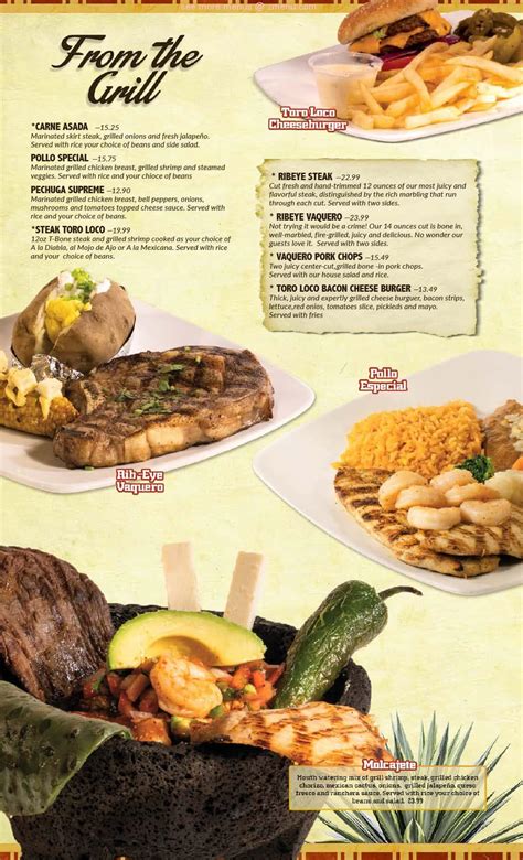 Menu At El Toro Loco Mexican Bar And Grill Lenexa