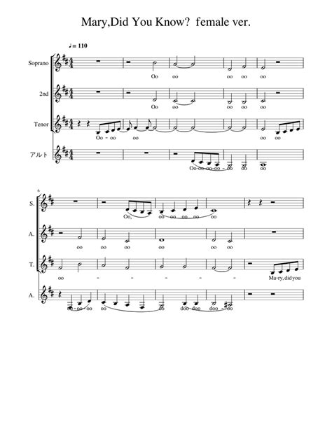 Sheet music single, 6 pages. Mary,Did You Know? female ver. Sheet music for Piano | Download free in PDF or MIDI | Musescore.com