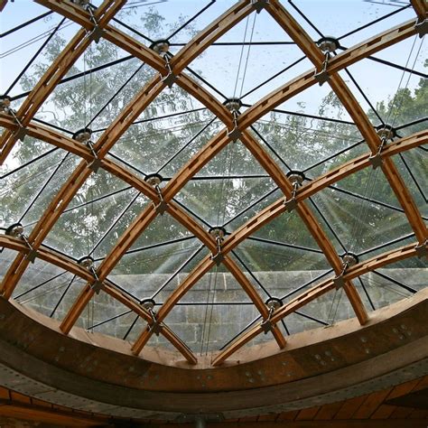 The Completed Gridshell From Below Деревянная архитектура