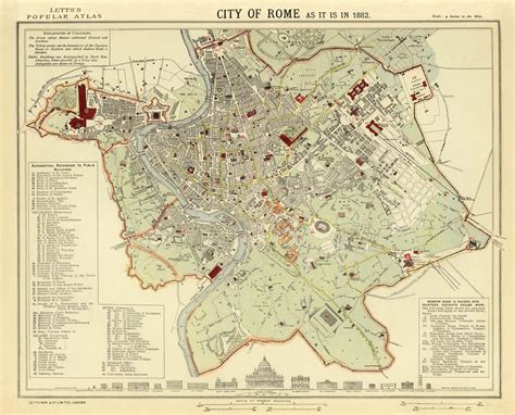 Map Of Rome Old Map Of Rome Print City Maps Prints Giclee