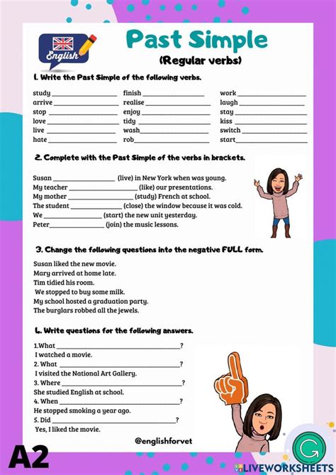 Past Simple Regular Verbs Interactive Worksheet For A English