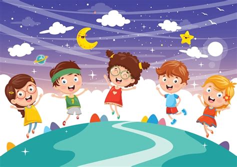 Ilustración Vectorial De Niños Jugando Vector Premium