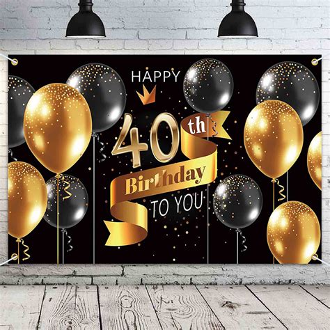 Happy 40th Birthday Backdrop Banner 40 Birthday Party Etsy