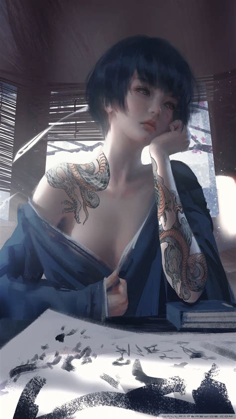 4k Tattoo Girl Wallpaper Asian 1080x1920 Wallpaper