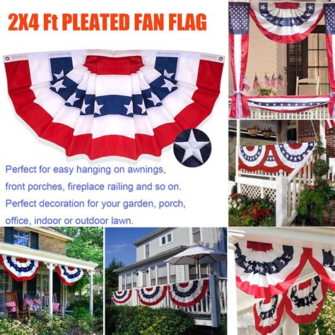 Jetlifee 2x4 Ft Us Flag Bunting Usa Pleated Fan Flag Vivid Color
