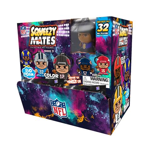 Squeezymates Nfl Gravity Feed Figurines Box Of 24 Packs
