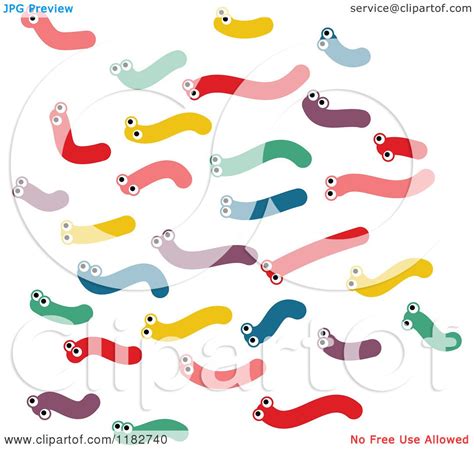 Cartoon Of A Group Of Colorful Worms Royalty Free Vector Clipart By
