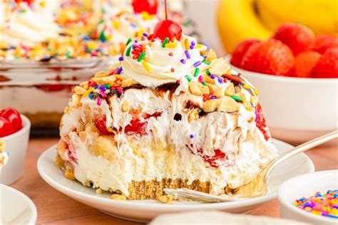 No Bake Banana Split Cake Busy Family Recipes