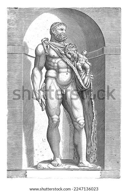 Statue Emperor Commodus Hercules Hercules Naked Stock Illustration