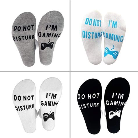 Bluelans Do Not Disturb Im Gaming Funny Socks Letter Print Breathable Cotton Ankle Socks Gamer