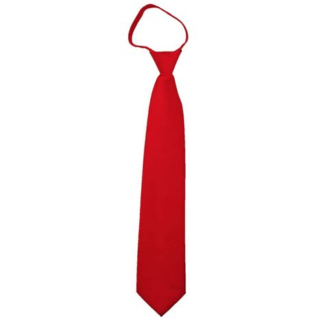 red zipper tie pre tied satin adult sized wholesale prices no minimums