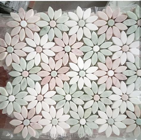 Multicolor Natural Marble Daisy Mosaic Wall Tiles From China