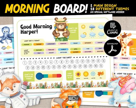 Daily Morning Board For Kids Calendar Activities For Kids Etsy