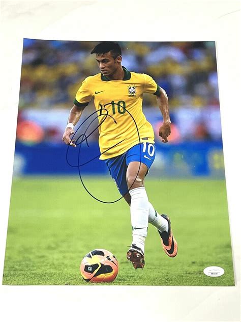 neymar da silva santos jr hand signed 11x14 photo brazil olympics gold jsa loa autographia