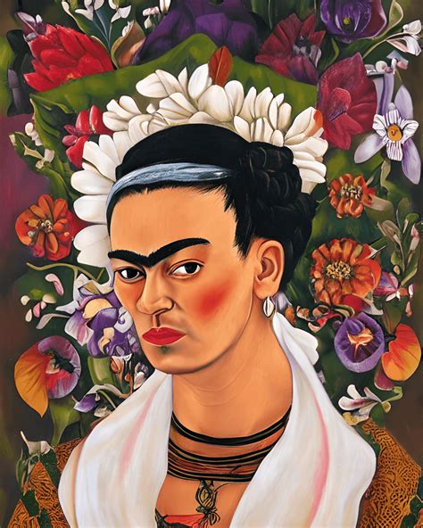 Beautiful Frida Kahlo Lesbian Flowers Woman Painting · Creative Fabrica