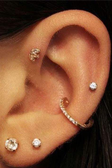 Arianna Crystal Nose Ear Piercing Earring 18g Ring In Silver Ear