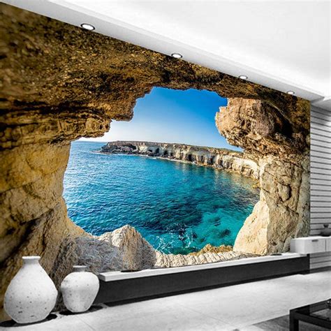 Photo Wallpaper Modern Simple Cave Seascape Nature Mural Living Room