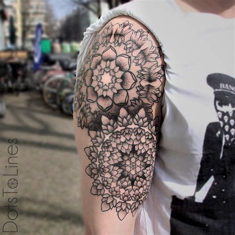 Shoulder And Arm Mandala Dotwork Tattoo By Dots To Lines
