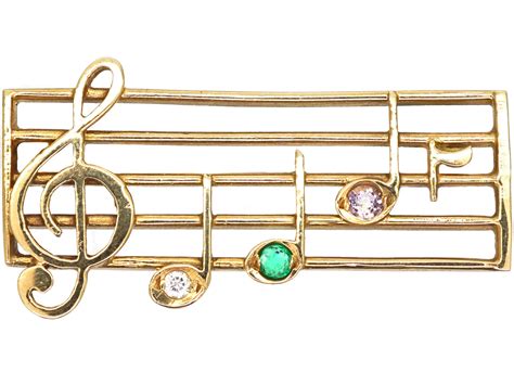 9ct Gold Musical Brooch Spelling Dear 175s The Antique Jewellery