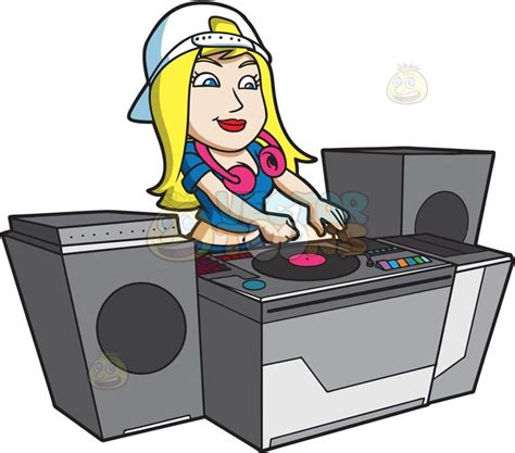 A Female Dj In Charge Of The Club Music Dj Cartoon Club Music Dj