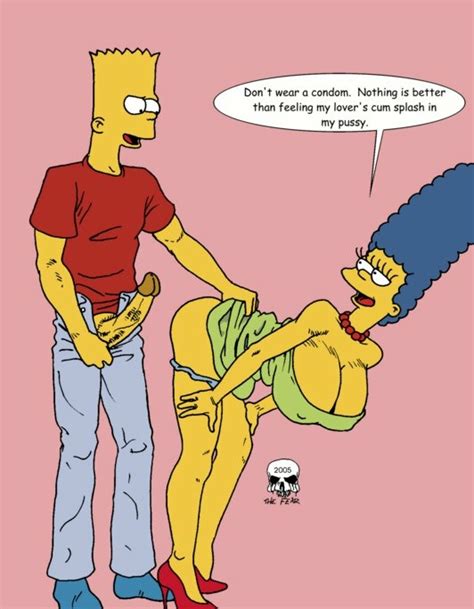 Rule 34 Bart Simpson Bent Over Breasts Clothes Color Female Human Male Marge Simpson Penis