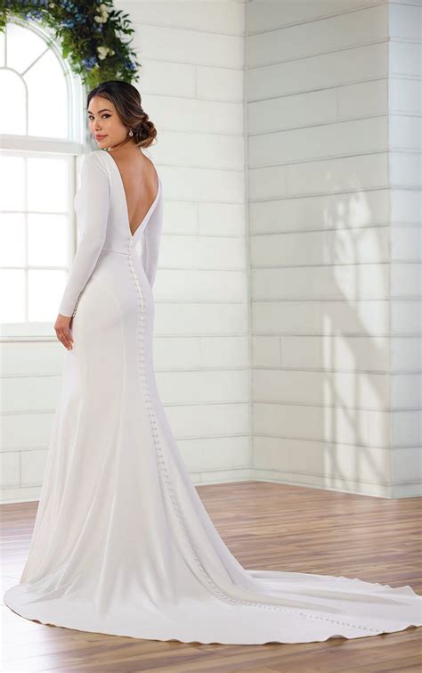 Simple And Sleek Long Sleeved Sheath Wedding Dress ️ Style D2972 By