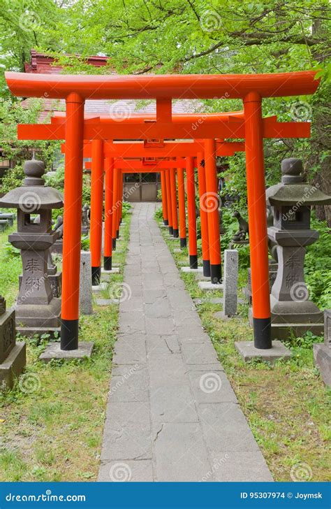 Torii Gates Of Hachiman Shinto Shrine Akita Japan Stock Photo Image
